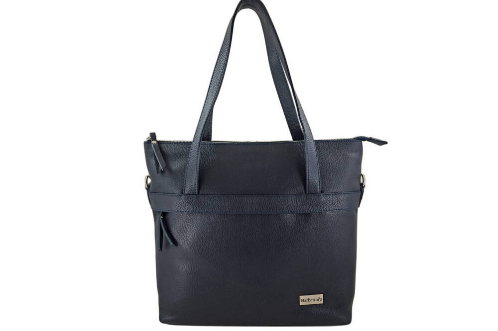 Torebka ze skóry licowej damska Barberini's 996-4 shopper bag A4 granatowa - cecha produktu