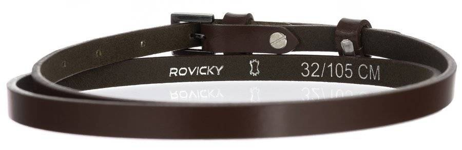Wewnętrzna strona paska Rovicky PRD-1-N-105 w kolorze brązowym z tłoczeniem marki