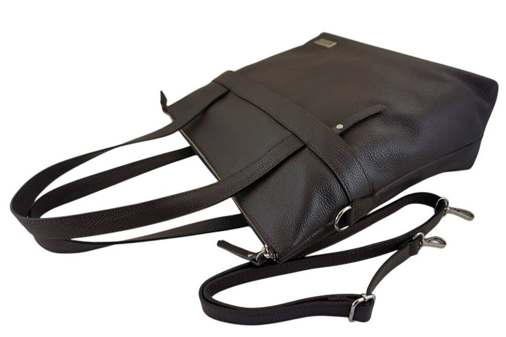Torebka ze skóry naturalnej damska Barberini's 996-11 shopper bag A4 ciemnobrązowa - cecha produktu