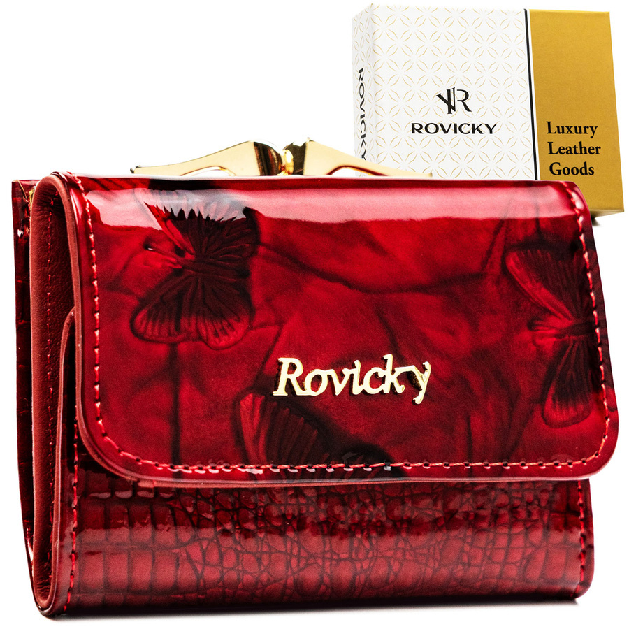 Czerwony portfel Rovicky RH-32-1-DBF w motyle