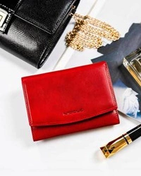 Elegancki duży czerwony portfel damski skórzany - Nicole F14377A