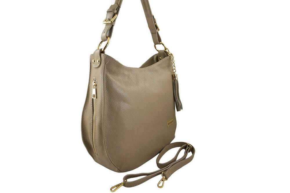 Torebka ze skóry licowej damska Barberini's 986-2 shopper A4 beżowa - cecha produktu