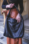 Torebka skórzana damska VOOC EP18 hobo shopper bag A4 czarna