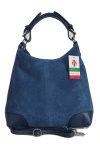 Torebka skórzana damska Vera Pelle VORX33BJ worek shopper A4 niebieska