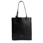 Skórzana torebka damska skóra węża shopper bag czarna worek - Solier FL27