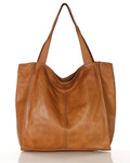 Skórzana torebka damska miejski shopper bag camel - MARCO MAZZINI v102f