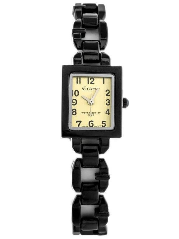 Czarny zegarek damski Extreim EXT-Y003B-4A - zegarek z przodu na bransolecie z ogniw