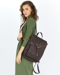 Skórzany plecak damski czekoladowy brąz A4 - MARCO MAZZINI vs30c