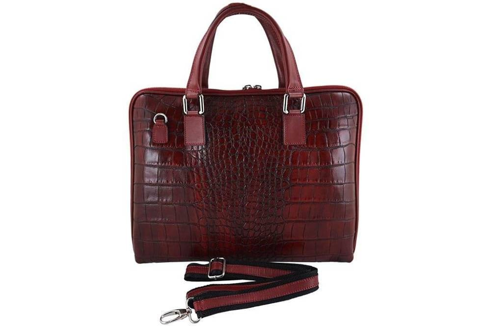 Torba ze skóry naturalnej damska Barberini's 118/1-13 na laptopa croco A4 czerwona - cecha produktu