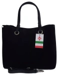 Torebka skórzana zamszowa damska Vera Pelle VOM33N shopper bag A4 czarna
