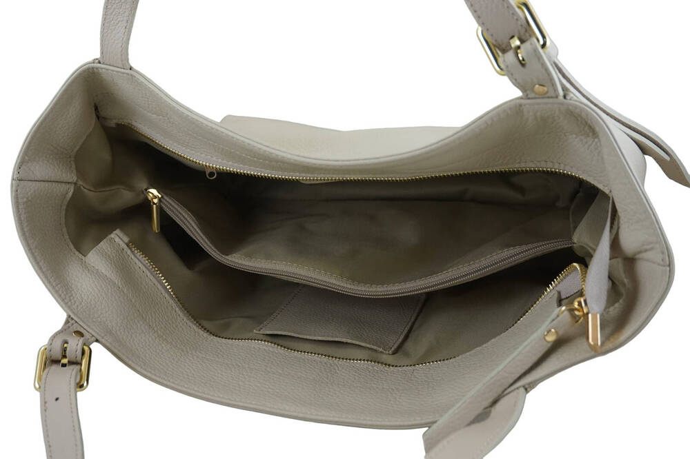 Torebka ze skóry licowej damska Barberini's 987-10 shopper A4 jasnobeżowa - cecha produktu