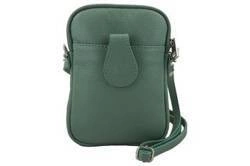 Skórzana mała torebka zielona etui na telefon - Barberini's 887-38