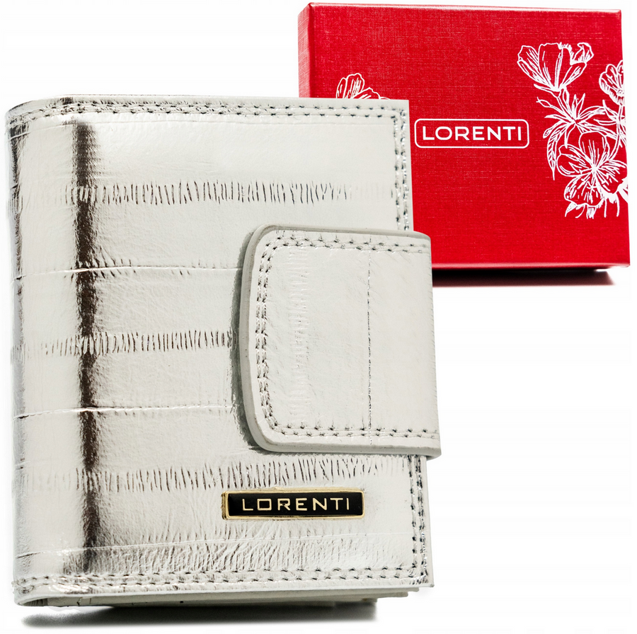 Srebrny portfel damski Lorenti 42329-STB w paski