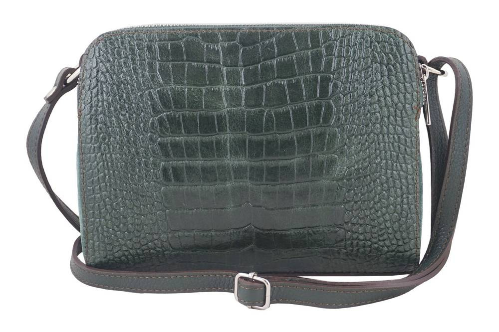 Torebka skórzana zamszowa damska Barberini's 885/1-42 listonoszka croco mała ciemnozielona - cecha produktu