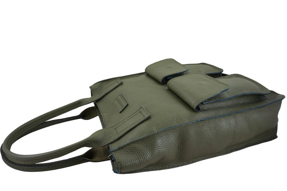 Torebka skórzana damska Barberini's 952-38 shopper bag A4 zielona - cecha produktu