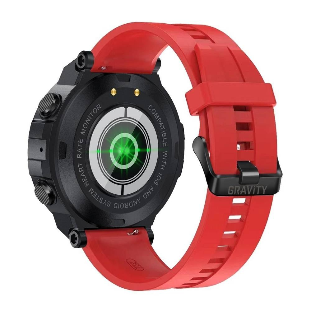 Czerwony smartwatch męski Gravity GT7-5 - tył koperty z czujnikiem tętna