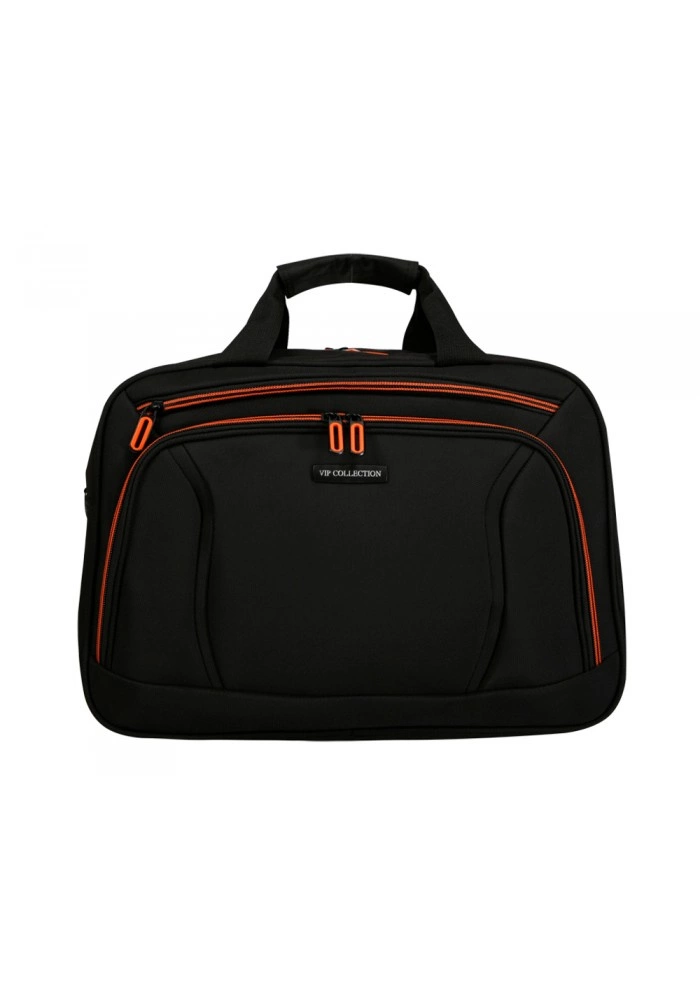 Czarno-pomarańczowa torba na laptopa Vip Collection TF30/16 z kieszenią na zamek z przodu