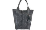 Torebka ze skóry naturalnej damska Barberinis 375/7-3 shopper bag croco A4 szara