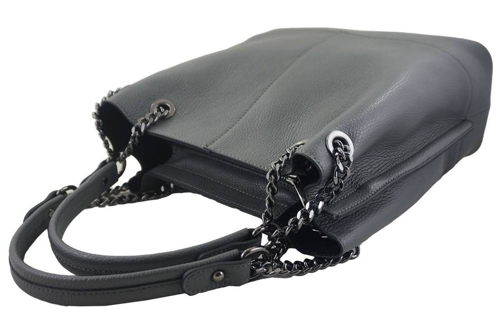 Torebka ze skóry licowej damska Barberini's 810-28 shopper A4 ciemnoszara - cecha produktu