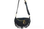 Saszetka skórzana zamszowa damska Barberini's 973-28 nerka crossbody ciemnoszara