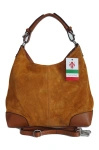 Torebka skórzana damska Vera Pelle VORX33C worek na ramię A4 camel