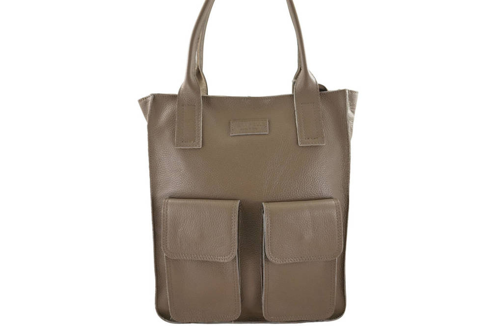 Torebka ze skóry licowej damska Barberini's 952-9 shopper bag A4 ciemnobeżowa - cecha produktu