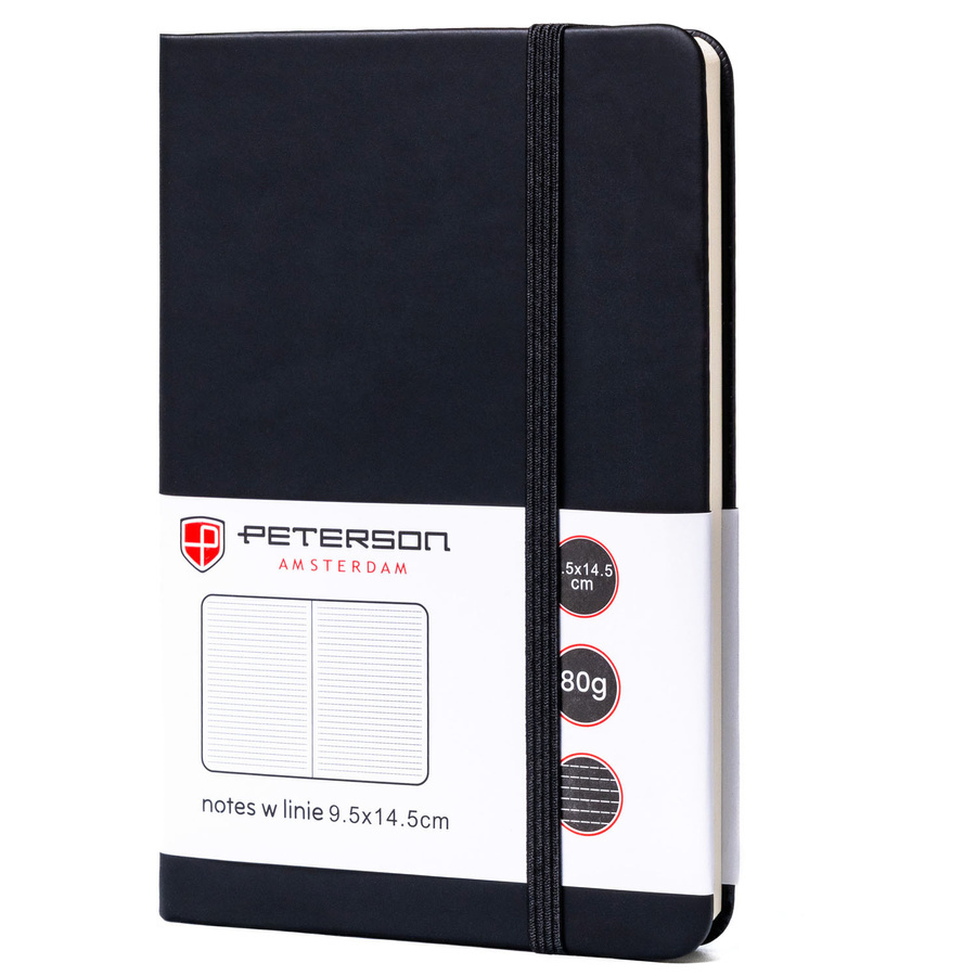 Czarny notes Peterson NOT-6-LN-54 w twardej oprawie