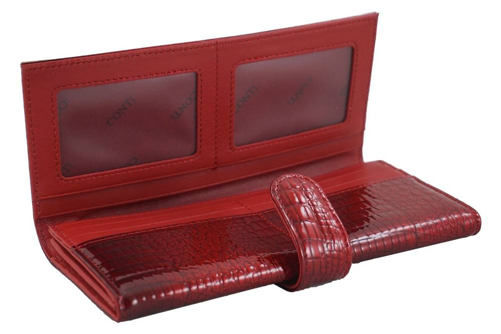 Portfel ze skóry lakierowanej damski CONTI 515-A-1 croco duży czarny - cecha produktu