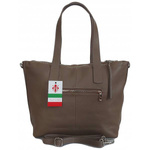Torebka skórzana damska Vera Pelle WA554T shopper bag A4 beżowa