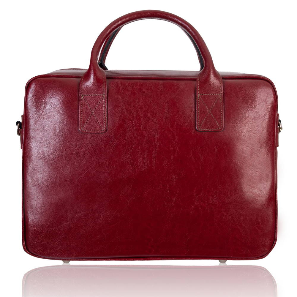 Torba skórzana unisex Tizano TM06 do pracy na laptopa A4 bordowa - uniwersalny design unisex