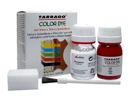Farba do skóry gładkiej Tarrago koniakowa - zestaw Color Dye z pudełkiem, preparerem, pędzelkiem i gąbką