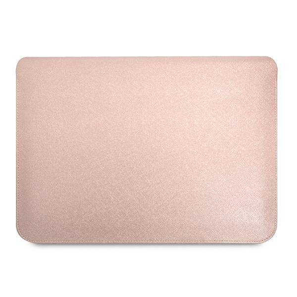 Pokrowiec na laptopa ze skóry ekologicznej unisex Guess Saffiano Triangle sleeve różowy - cecha produktu