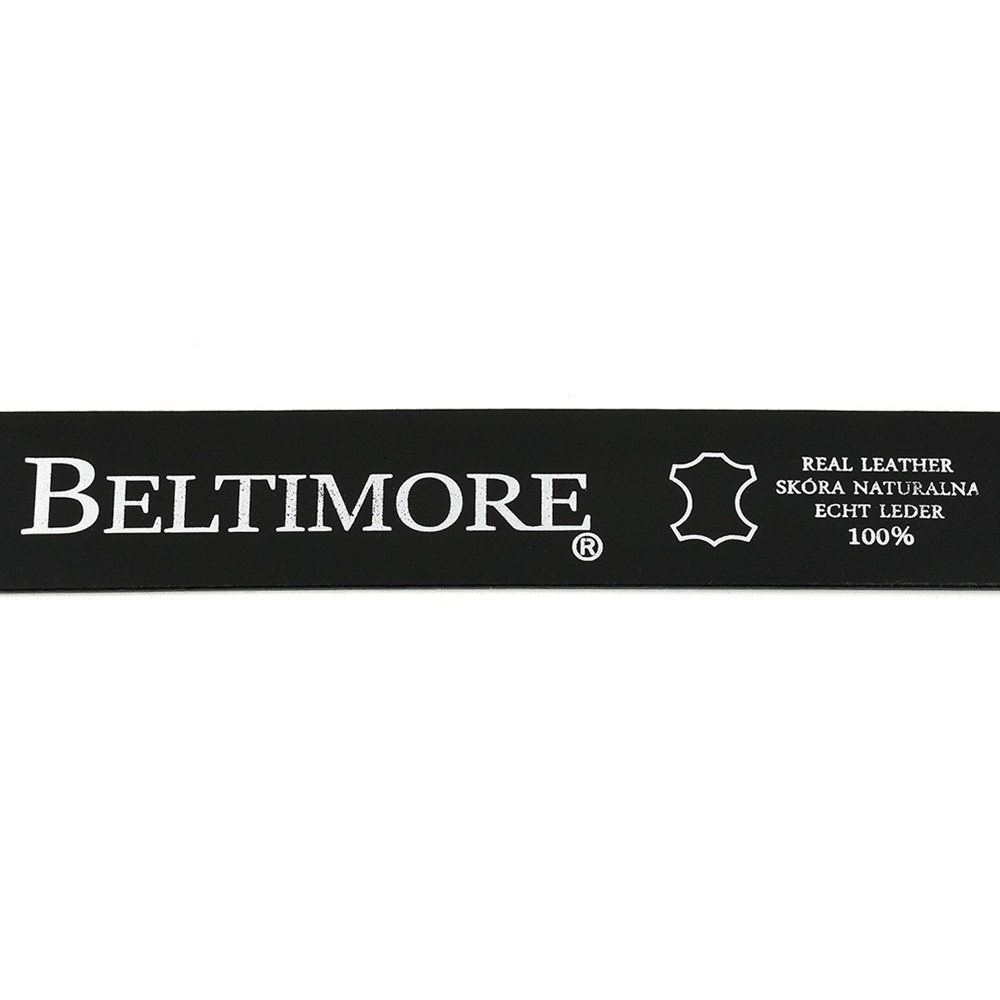 Czarny pasek męski Beltimore E07 105 cm ze skóry naturalnej, spód z nadrukiem Beltimore Real Leather