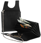 Skórzany portfel kelnerski z etui zakładanym na pas czarny - 3999-C-PDM-1787 BL