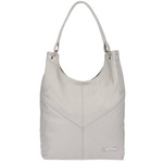 Skórzana torebka damska na ramię worek siwa A4 - Beltimore 970