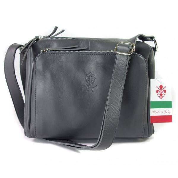 Torebka skórzana damska Florence VP3X1G listonoszka trzykomorowa szara - elegancka sylwetka listonoszki