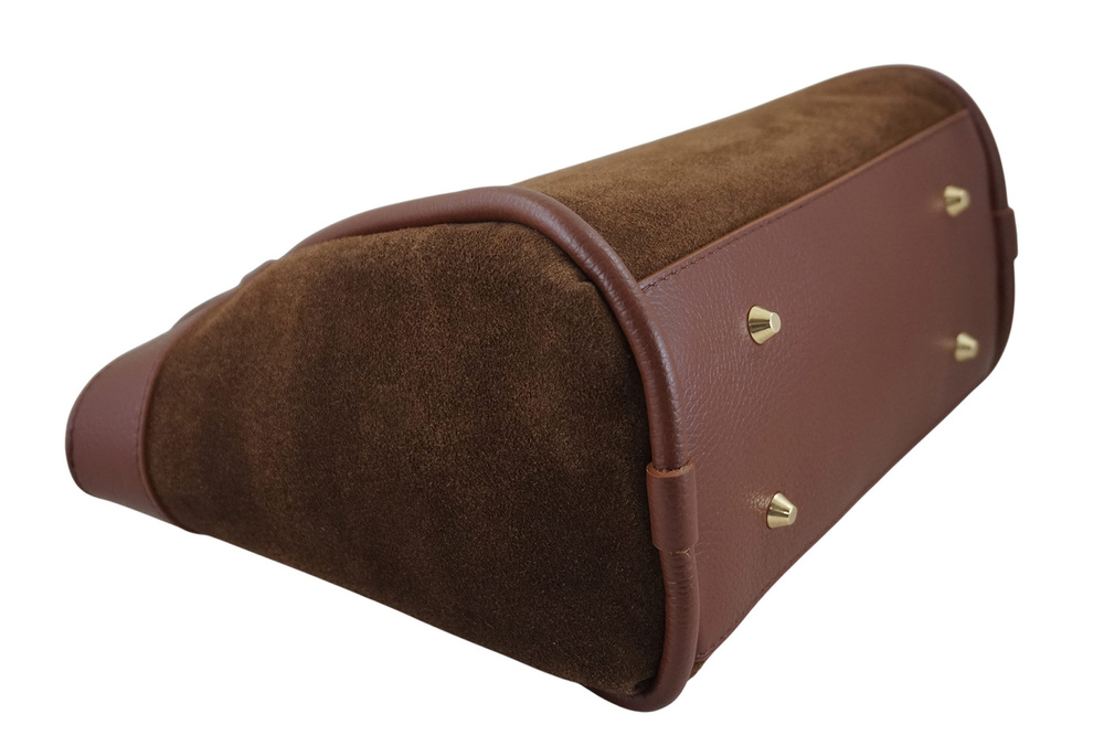 Torebka skórzana zamszowa damska Barberini's 1009-6 kuferek mały brązowy - cecha produktu