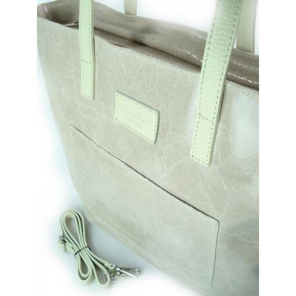 Torebka skórzana damska VERA PELLE X87RR shopper bag A4 róż pudrowy - cecha produktu