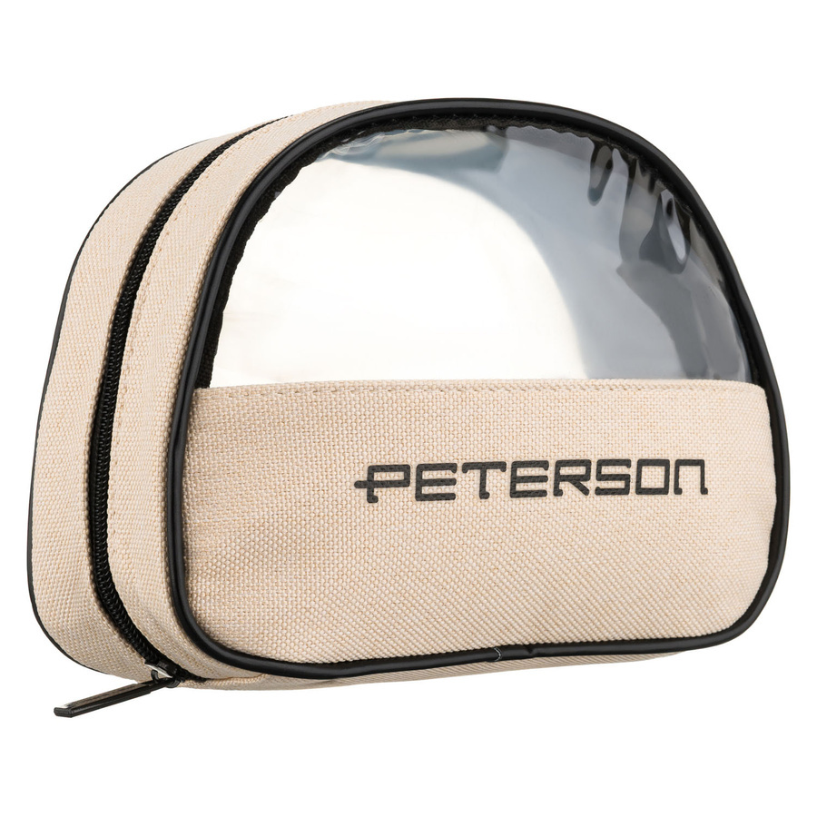 Beżowo-czarna kosmetyczka Peterson KOS-DA-17 z przezroczystym panelem