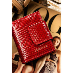 Portfel damski czerwony skórzany na zatrzask - Peterson 42329-DSL