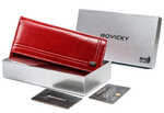 Skórzany portfel damski czerwony na karty RFID — Rovicky CPR-8787-BAR