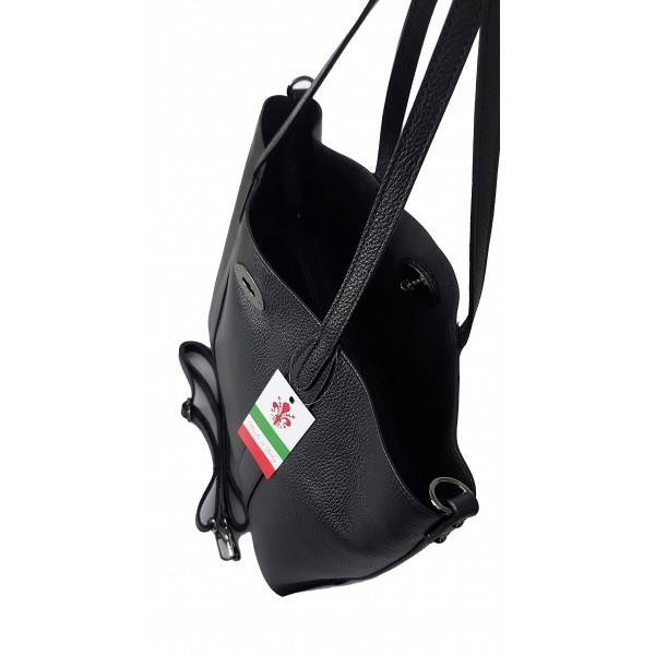 Torebka skórzana damska Vera Pelle SB755N shopper bag A4 czarna - ergonomiczne noszenie