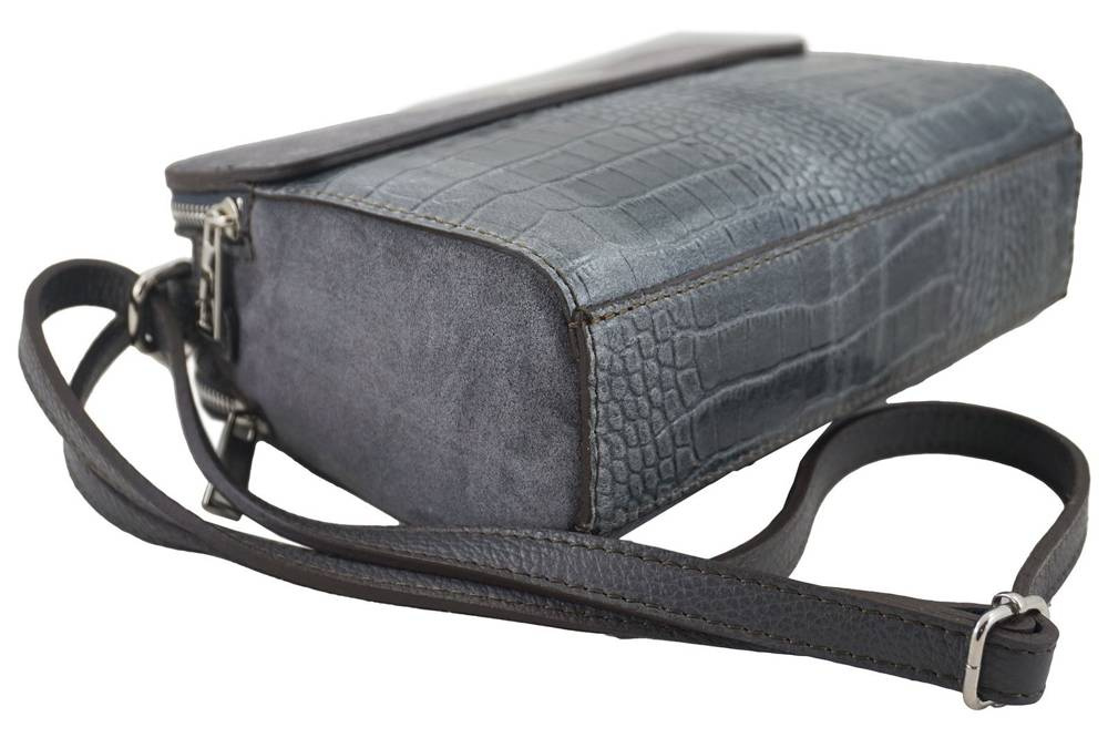 Torebka skórzana zamszowa damska Barberini's 885/1-5 listonoszka croco mała bordowa - cecha produktu