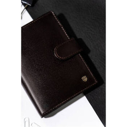 Elegancki skórzany portfel męski na zatrzask brązowy - Rovicky N575L-RVT