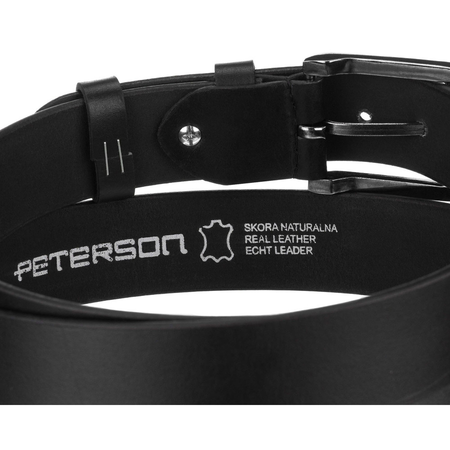 Spód czarnego paska Peterson PS01-BGL z oznaczeniem skóry