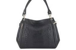 Torebka skórzana damska Barberini's 858-1 croco shopper bag A4 czarna