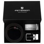 Pasek męski skórzany Peterson KL-B006S001 czarno-brązowy