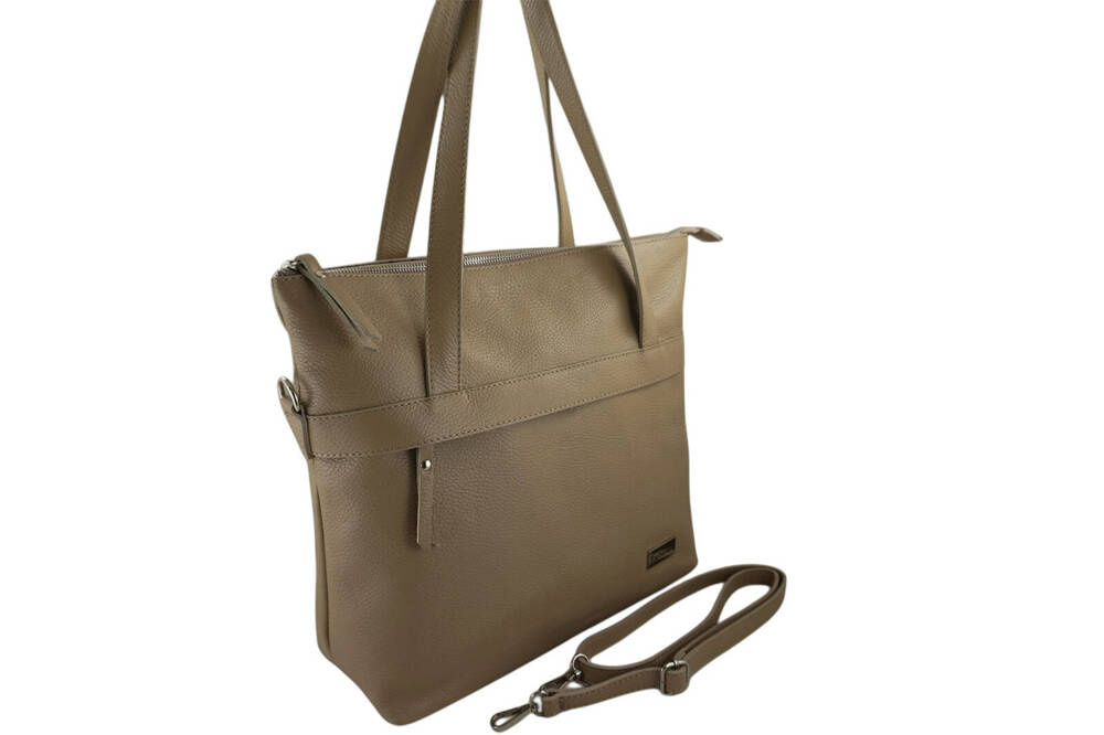 Torebka ze skóry naturalnej damska Barberini's 996-2 shopper bag A4 beżowa - cecha produktu
