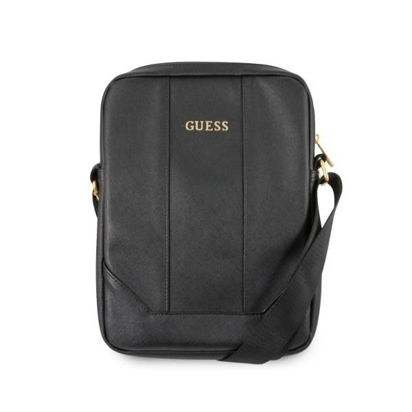 Torebka ze skóry eko damska Guess GUTB10TBK listonoszka mała czarna - elegancki front i detale