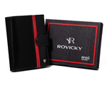 Elegancki skórzany portfel męski z zapięciem czarny — Rovicky N575L-RVTP-3081 B